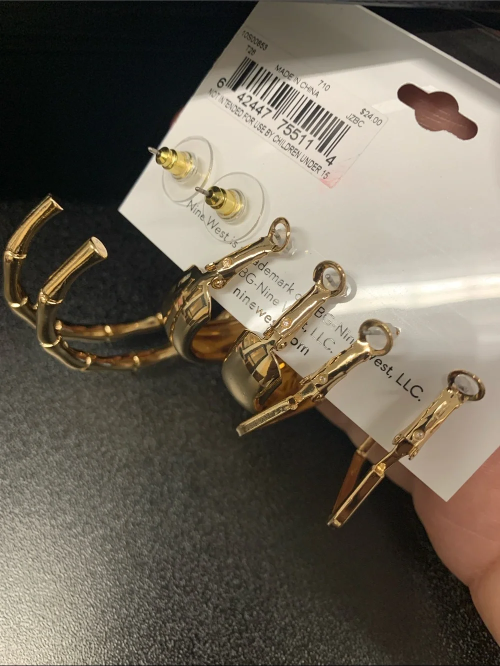 Nine West Gold Hoop Earring Set - Mixed Textures